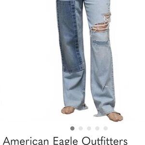 American Eagle Outfitters Two-Tone Light Blue Patchwork Flare Jeans